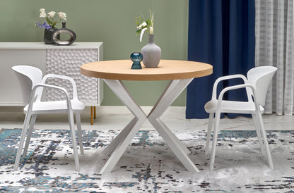 Kitchen Table Peroni | size: Length: 100cm, Width: 250cm, Height: 75cm, Diameter: 100cm | color: White/Oak | image: 2 | variant: 1006465