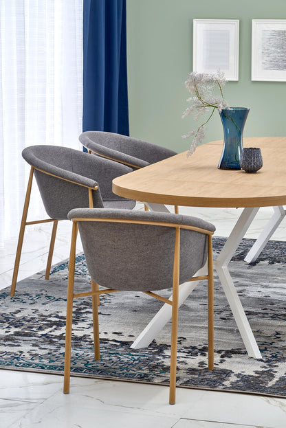 Kitchen Table Peroni | size: Length: 100cm, Width: 250cm, Height: 75cm, Diameter: 100cm | color: White/Oak | image: 4 | variant: 1006465