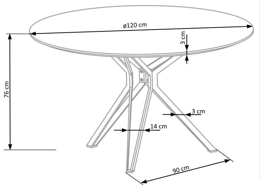 Kitchen Table Pixel | size: Length: 120cm, Width: 120cm, Height: 76cm, Diameter: 120cm | color: White/Black | image: 5 | variant: 1011247