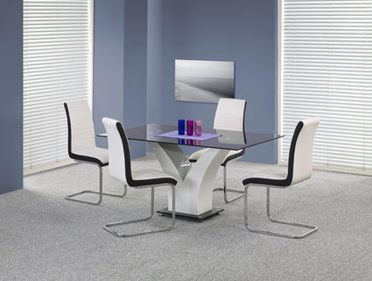 Kitchen Table Porth | size: Length: 90cm, Width: 160cm, Height: 76cm | color: White/Black | image: 2 | variant: 1006820