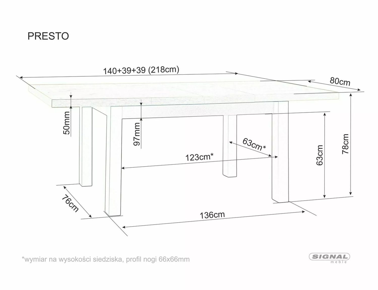 Kitchen Table Presto | size: Length: 80cm, Width: 218cm, Height: 78cm | color: Oak | image: 5 | variant: 1017923