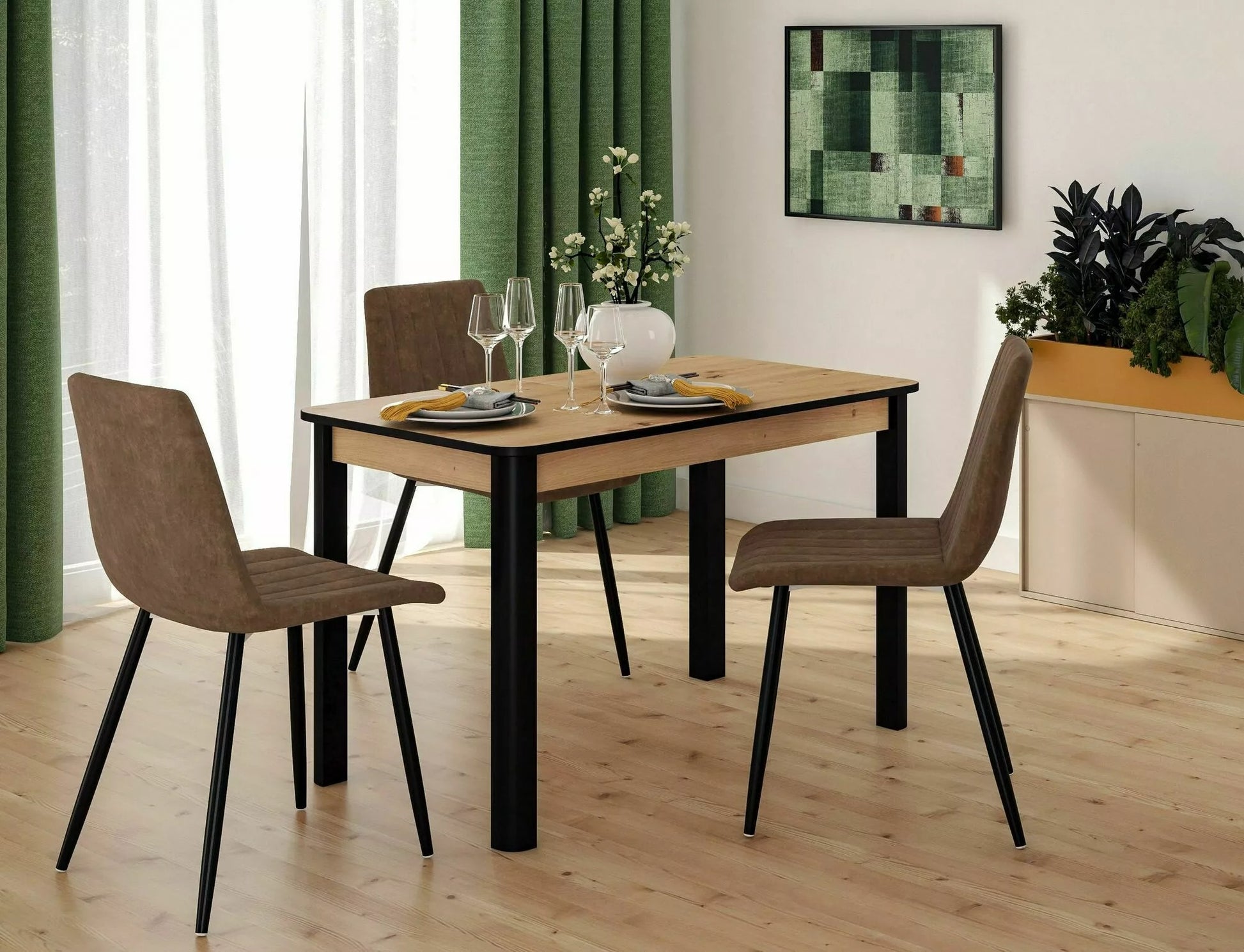 Kitchen Table Preston | size: Length: 68cm, Width: 160cm, Height: 75cm | color: Brown | image: 5 | variant: 1004307