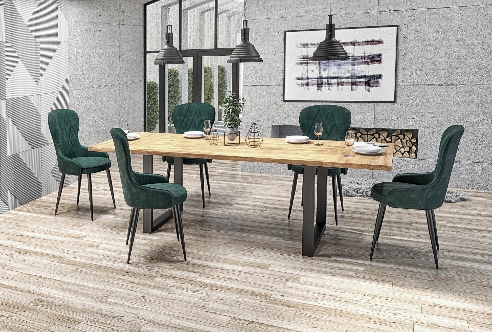 Kitchen Table Radus 2 | size: Length: 90cm, Width: 160cm, Height: 76cm | color: Black/Oak | image: 2 | variant: 1011281
