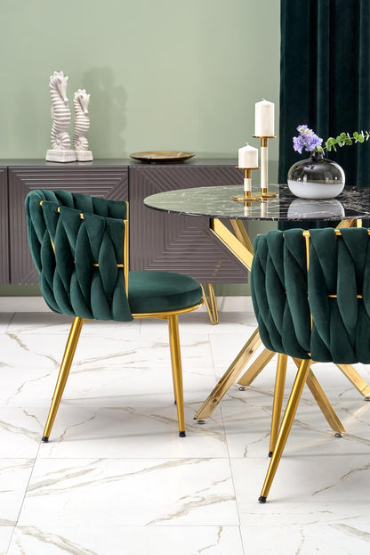 Kitchen Table Raymond 2 | size: Length: 100cm, Width: 100cm, Height: 73cm, Diameter: 100cm | color: Marble/Black/Gold | image: 3 | variant: 1006438
