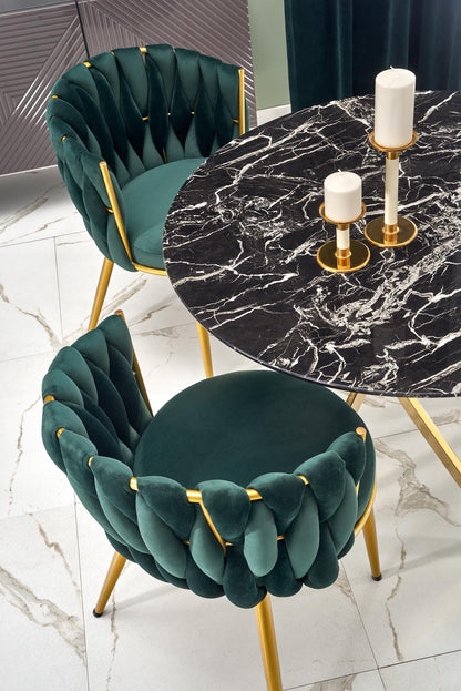 Kitchen Table Raymond 2 | size: Length: 100cm, Width: 100cm, Height: 73cm, Diameter: 100cm | color: Marble/Black/Gold | image: 4 | variant: 1006438