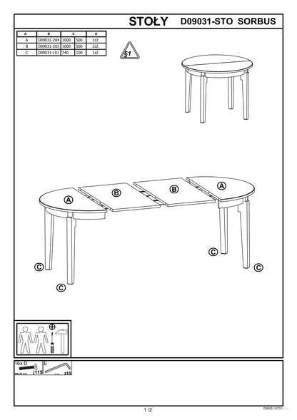 Kitchen Table Rennes | size: Length: 100cm, Width: 200cm, Height: 77cm, Diameter: 100cm | color: Oak | image: 9 | variant: 1003173