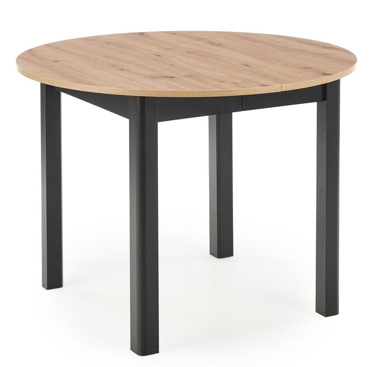 Kitchen Table Ringo | size: Length: 102cm, Width: 142cm, Height: 76cm, Diameter: 102cm | color: Black/Oak | image: 0 | variant: 1006393
