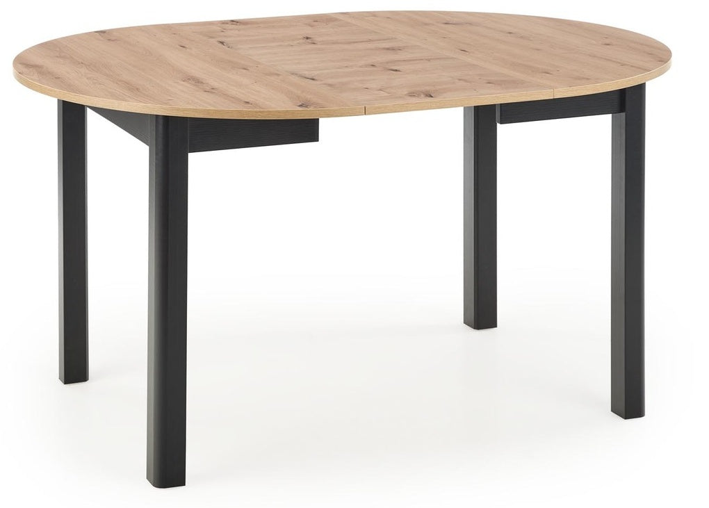 Kitchen Table Ringo | size: Length: 102cm, Width: 142cm, Height: 76cm, Diameter: 102cm | color: Black/Oak | image: 1 | variant: 1006393