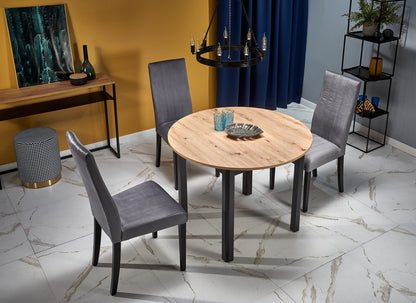 Kitchen Table Ringo | size: Length: 102cm, Width: 142cm, Height: 76cm, Diameter: 102cm | color: Black/Oak | image: 6 | variant: 1006393