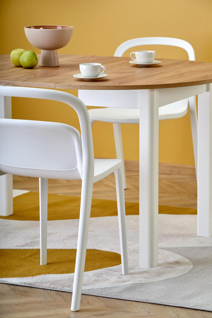 Kitchen Table Ringo | size: Length: 102cm, Width: 142cm, Height: 76cm, Diameter: 102cm | color: White/Oak | image: 5 | variant: 1006390