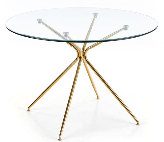 Kitchen Table Rondo | size: Length: 110cm, Width: 110cm, Height: 74cm, Diameter: 110cm | color: Transparent/Gold | image: 1 | variant: 1011211