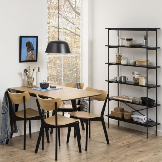 Kitchen Table Roxby 1 | size: Length: 80cm, Width: 120cm, Height: 76cm | color: Black/Oak | image: 6 | variant: 1006498