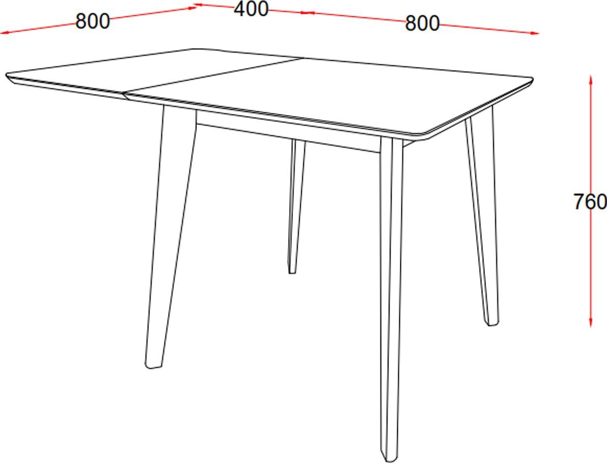 Kitchen Table Roxby 2 | size: Length: 80cm, Width: 120cm, Height: 76cm | color: White | image: 5 | variant: 1006501