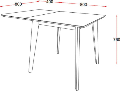 Kitchen Table Roxby 2 | size: Length: 80cm, Width: 120cm, Height: 76cm | color: White | image: 5 | variant: 1006501