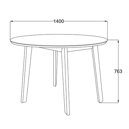 Kitchen Table Roxby 4 | size: Length: 140cm, Width: 140cm, Height: 76cm, Diameter: 140cm | color: Black | image: 2 | variant: 1017894