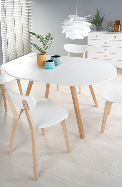 Kitchen Table Ruben | size: Length: 102cm, Width: 142cm, Height: 73cm, Diameter: 102cm | color: White/Oak | image: 6 | variant: 1006395