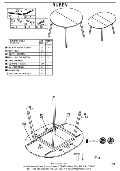 Kitchen Table Ruben | size: Length: 102cm, Width: 142cm, Height: 73cm, Diameter: 102cm | color: White/Oak | image: 7 | variant: 1006395