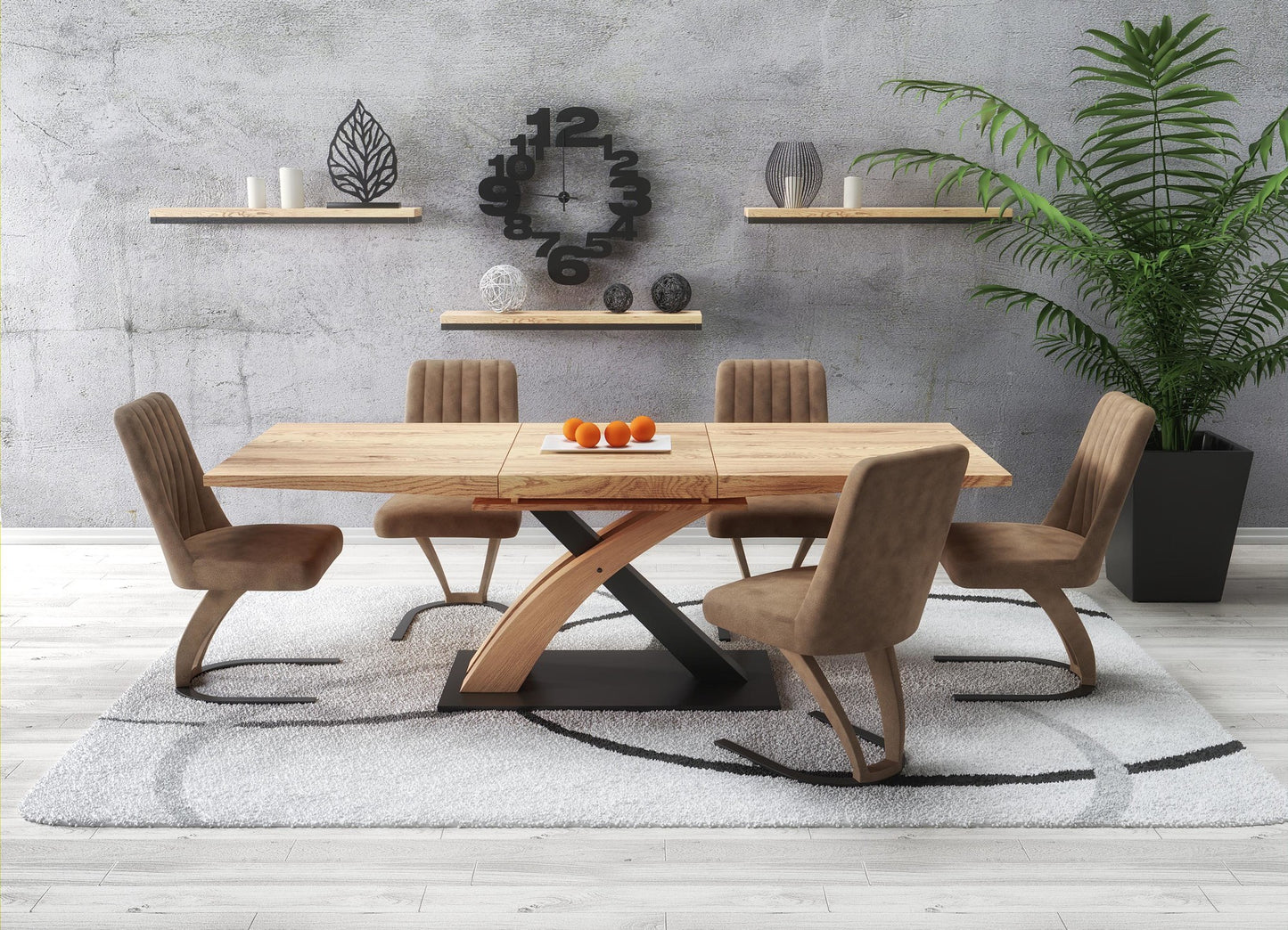 Kitchen Table Sandor 3 | size: Length: 90cm, Width: 220cm, Height: 75cm | color: Black/Oak | image: 2 | variant: 1011301
