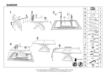 Kitchen Table Sandor | size: Length: 90cm, Width: 220cm, Height: 77cm | color: White | image: 10 | variant: 1006469
