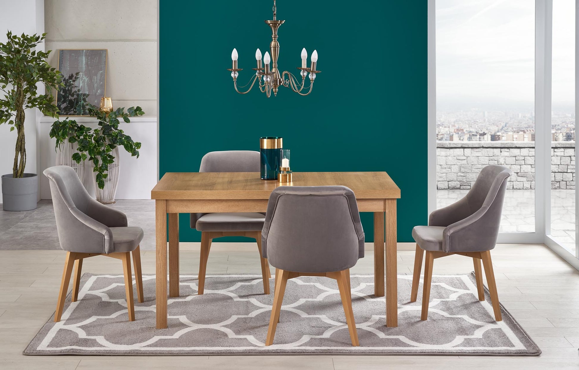 Kitchen Table Tiago 2 | size: Length: 80cm, Width: 220cm, Height: 79cm | color: Oak | image: 1 | variant: 1006409