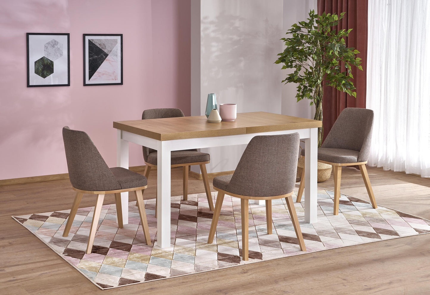 Kitchen Table Tiago 2 | size: Length: 80cm, Width: 220cm, Height: 79cm | color: White/Oak | image: 1 | variant: 1006408