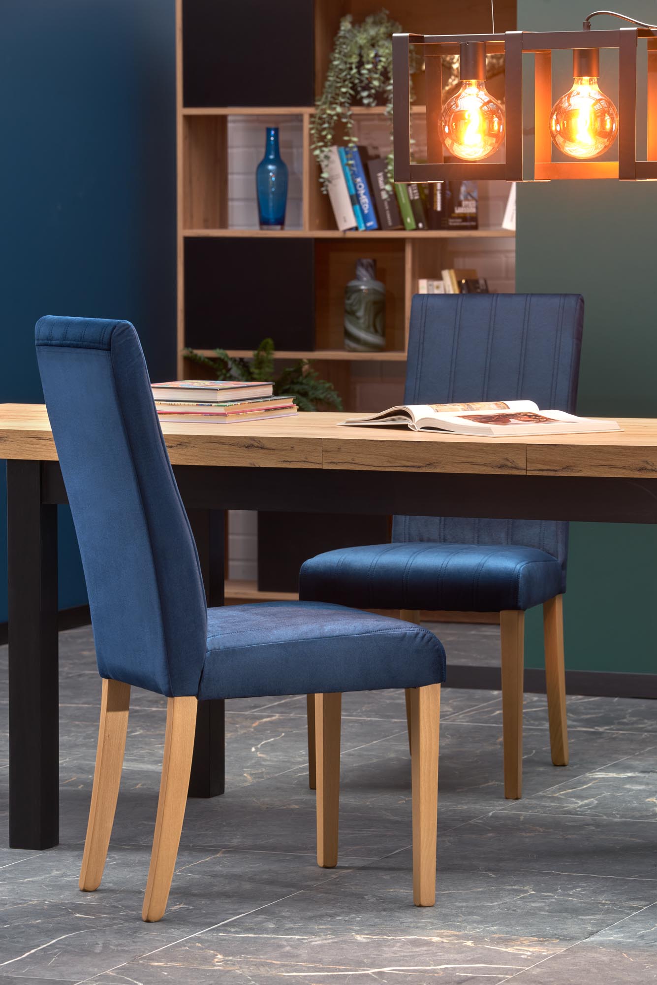 Kitchen Table Tiago | size: Length: 80cm, Width: 220cm, Height: 76cm | color: Black/Oak | image: 4 | variant: 1006413