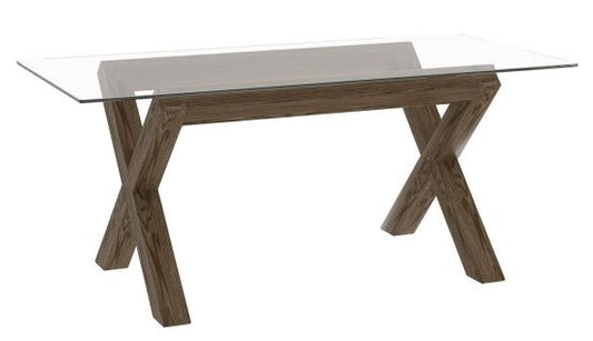 Kitchen Table Turin 4 | size: Length: 90cm, Width: 180cm, Height: 75cm | color: Transparent/Oak | image: 1 | variant: 1011317