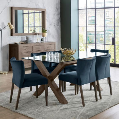 Kitchen Table Turin 4 | size: Length: 90cm, Width: 180cm, Height: 75cm | color: Transparent/Oak | image: 2 | variant: 1011317