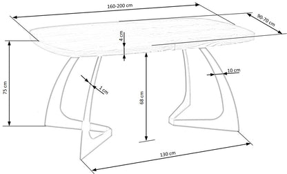 Kitchen Table Veldon | size: Length: 90cm, Width: 200cm, Height: 75cm | color: Black/Oak | image: 10 | variant: 1012007