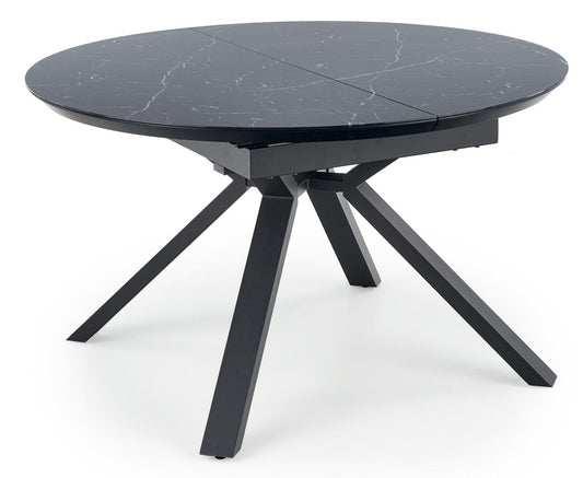 Kitchen Table Vertigo | size: Length: 130cm, Width: 180cm, Height: 76cm, Diameter: 130cm | color: Marble/Black | image: 1 | variant: 1012584