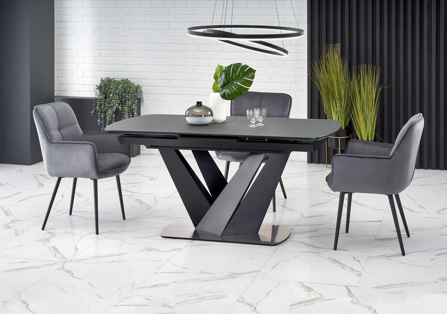 Kitchen Table West Bexleyheath | size: Length: 90cm, Width: 200cm, Height: 77cm | color: Black/Grey | image: 7 | variant: 1007269