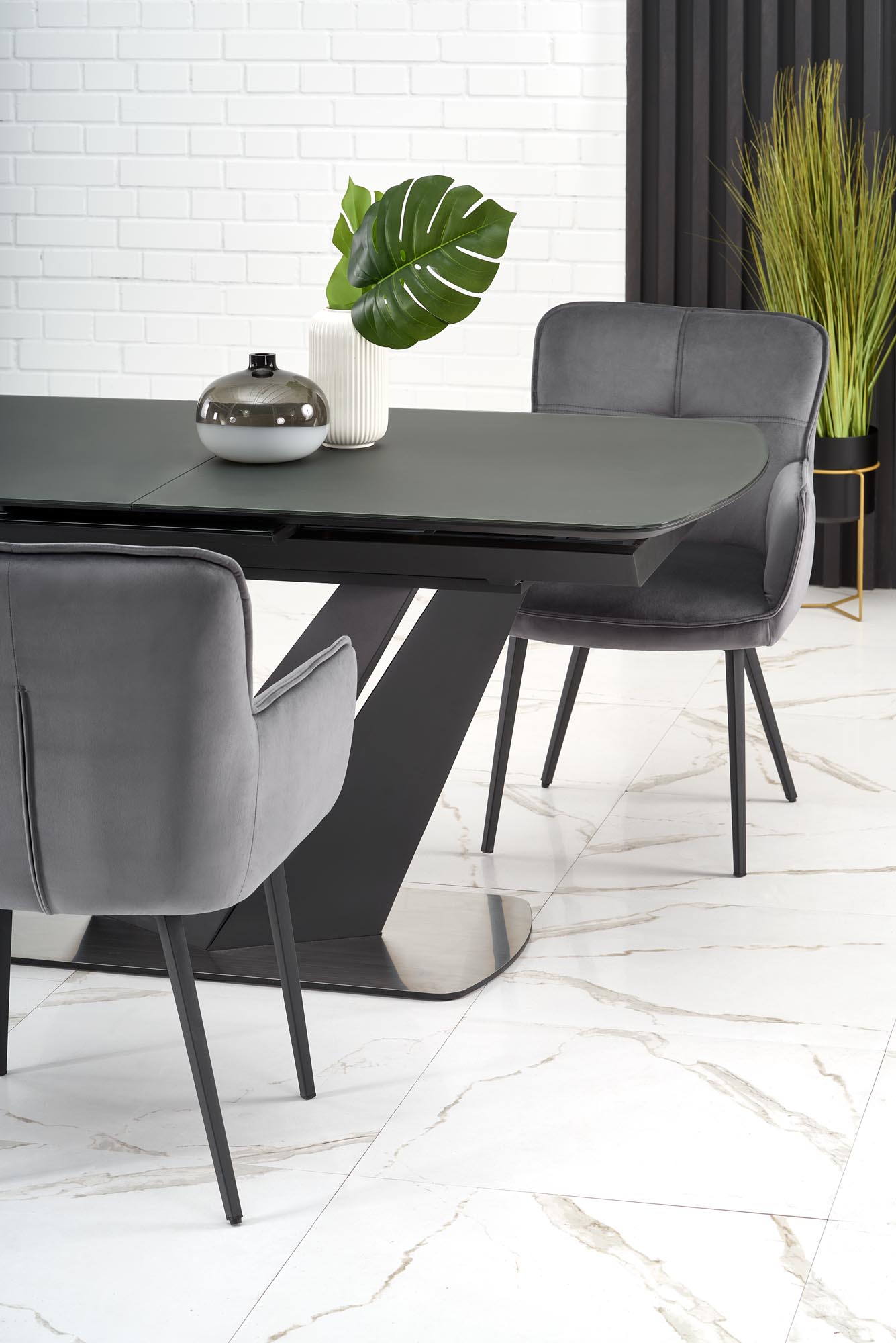 Kitchen Table West Bexleyheath | size: Length: 90cm, Width: 200cm, Height: 77cm | color: Black/Grey | image: 9 | variant: 1007269