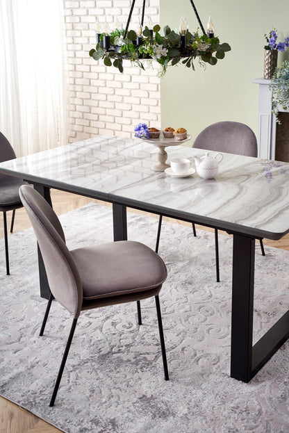 Kitchen Table West Bromley | size: Length: 90cm, Width: 200cm, Height: 76cm | color: Marble/Black/Grey | image: 4 | variant: 1007266