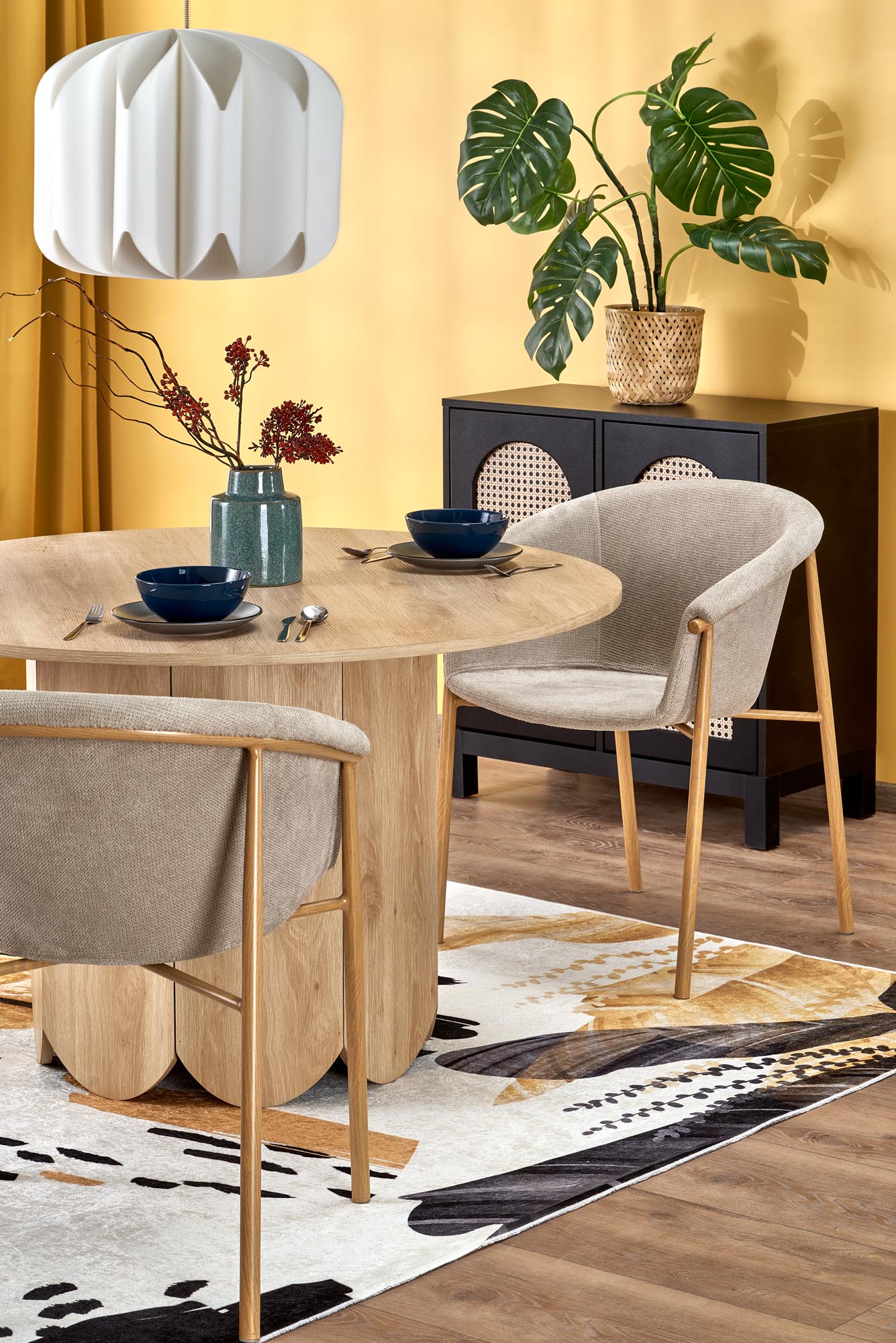 Kitchen Table West Cardigan | size: Length: 120cm, Width: 120cm, Height: 76cm, Diameter: 120cm | color: Oak | image: 2 | variant: 1007404