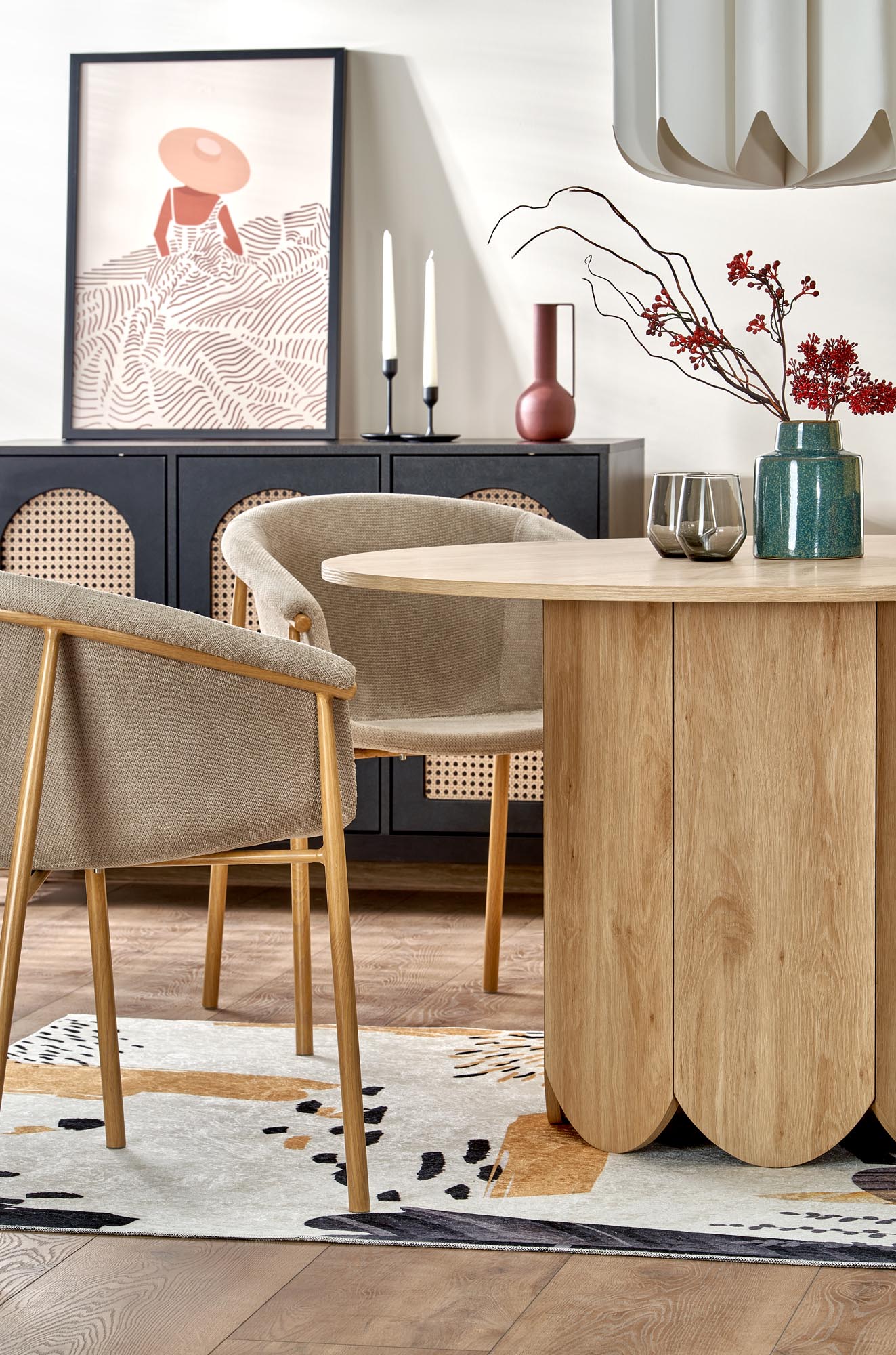 Kitchen Table West Cardigan | size: Length: 120cm, Width: 120cm, Height: 76cm, Diameter: 120cm | color: Oak | image: 3 | variant: 1007404
