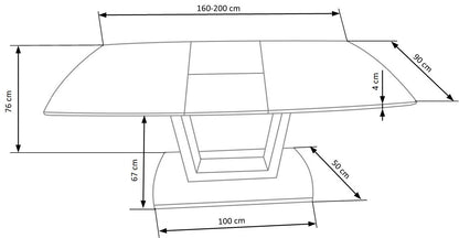 Kitchen Table West Filey | size: Length: 90cm, Width: 200cm, Height: 76cm | color: White/Marble | image: 10 | variant: 1007116
