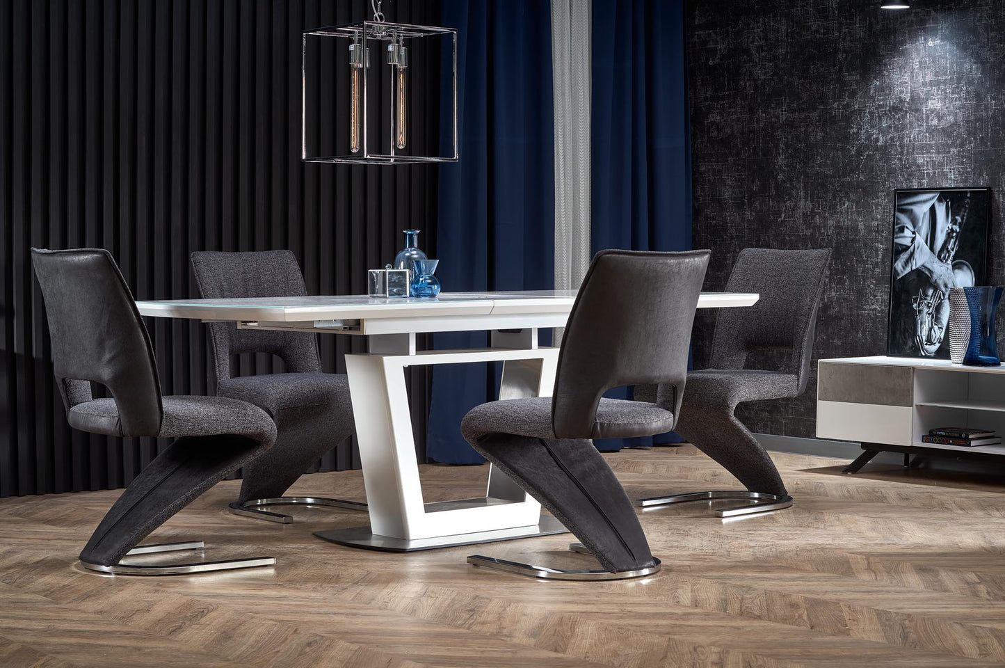 Kitchen Table West Filey | size: Length: 90cm, Width: 200cm, Height: 76cm | color: White/Marble | image: 4 | variant: 1007116