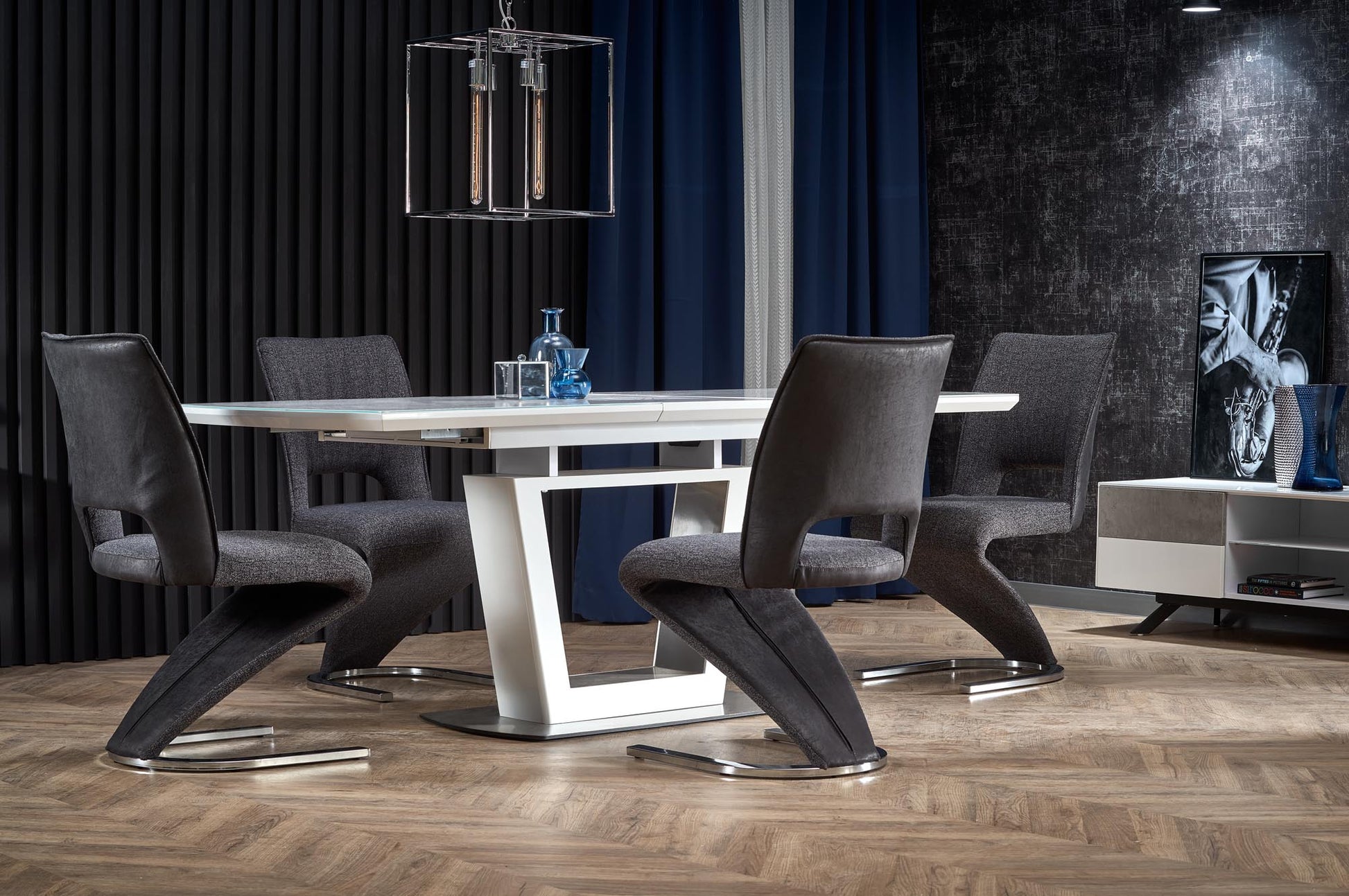 Kitchen Table West Filey | size: Length: 90cm, Width: 200cm, Height: 76cm | color: White/Marble | image: 4 | variant: 1007116