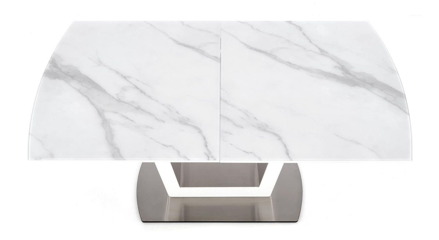 Kitchen Table West Filey | size: Length: 90cm, Width: 200cm, Height: 76cm | color: White/Marble | image: 9 | variant: 1007116