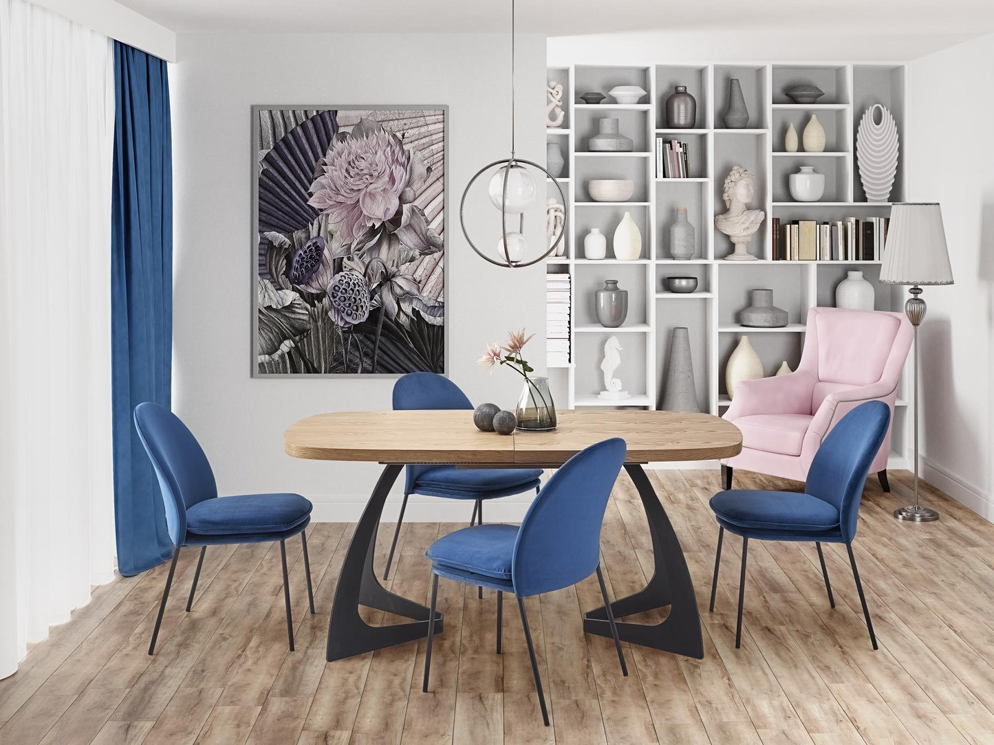 Kitchen Table West Gainsborough | size: Length: 90cm, Width: 200cm, Height: 75cm | color: Black/Oak | image: 3 | variant: 1007124