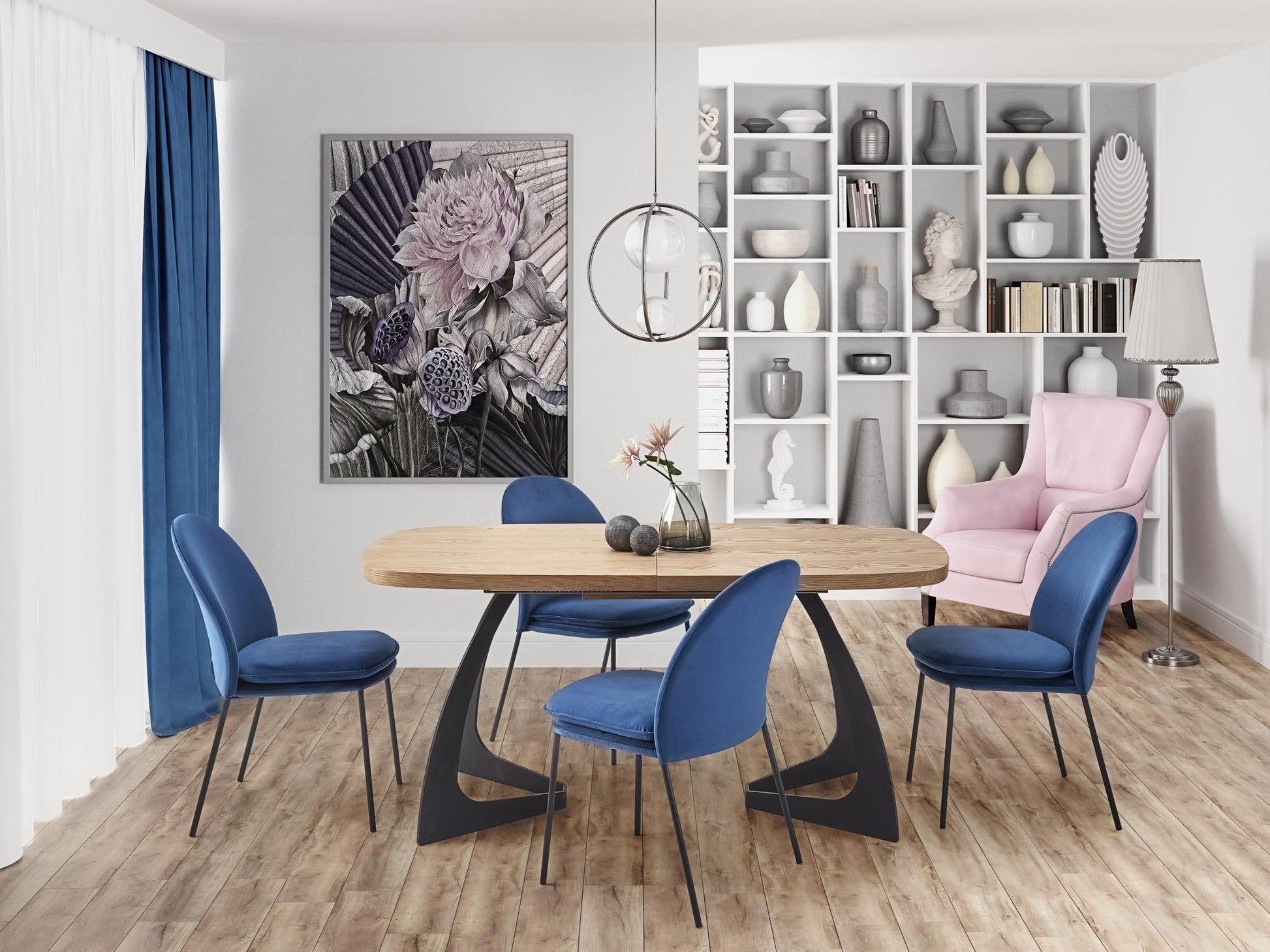 Kitchen Table West Gainsborough | size: Length: 90cm, Width: 200cm, Height: 75cm | color: Black/Oak | image: 3 | variant: 1007124