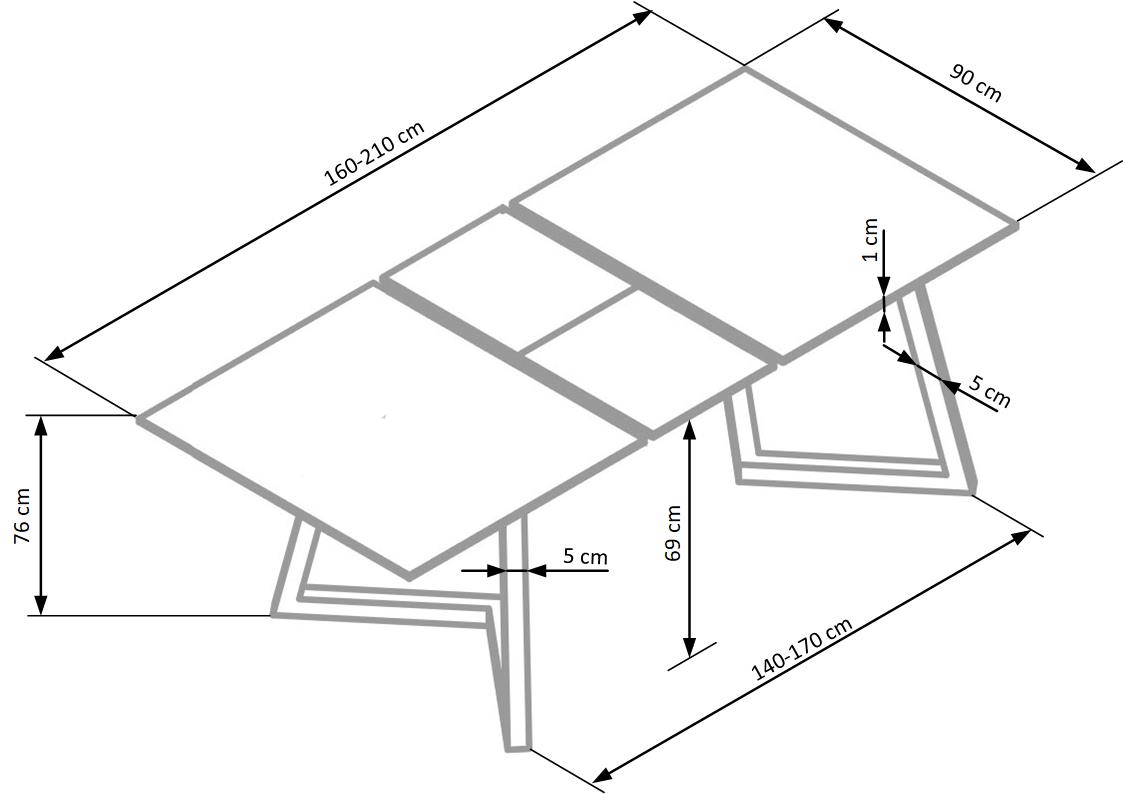 Kitchen Table West Grimsby | size: Length: 90cm, Width: 210cm, Height: 76cm | color: Gray | image: 10 | variant: 1007122
