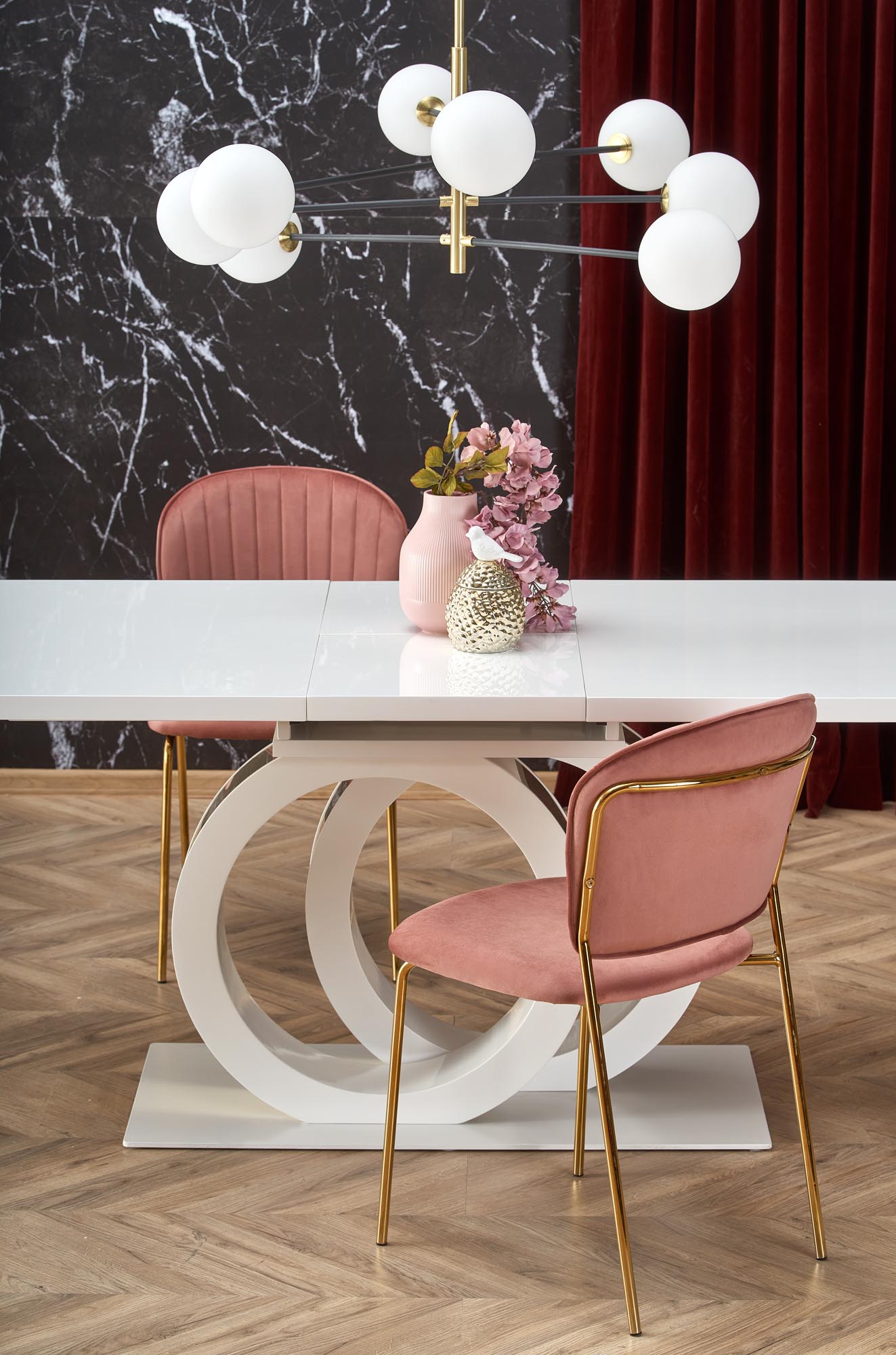 Kitchen Table West Haverfordwest | size: Length: 90cm, Width: 200cm, Height: 76cm | color: White/Gold | image: 5 | variant: 1007400