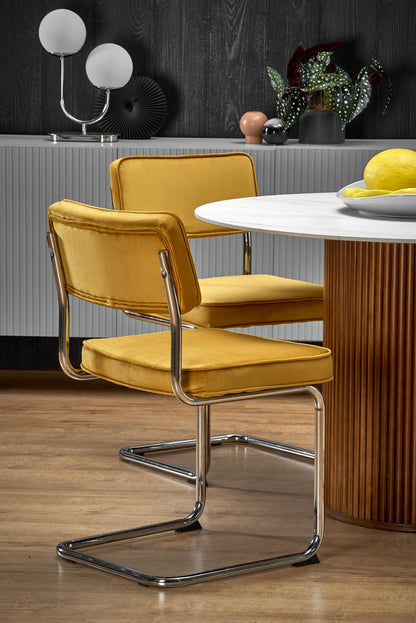 Kitchen Table West Knighton | size: Length: 120cm, Width: 120cm, Height: 76cm, Diameter: 120cm | color: White/Marble/Walnut | image: 3 | variant: 1007395