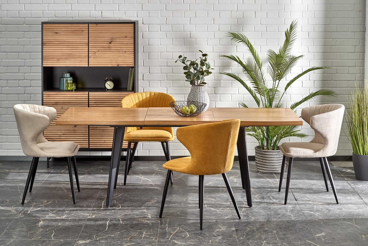 Kitchen Table West Llandeilo | size: Length: 88cm, Width: 210cm, Height: 76cm | color: Black/Oak | image: 2 | variant: 1007398