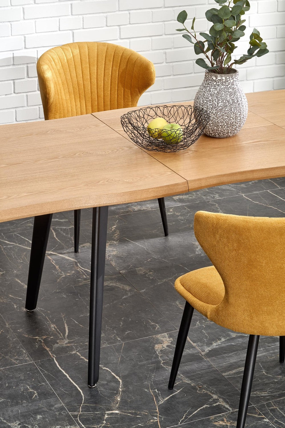 Kitchen Table West Llandeilo | size: Length: 88cm, Width: 210cm, Height: 76cm | color: Black/Oak | image: 3 | variant: 1007398