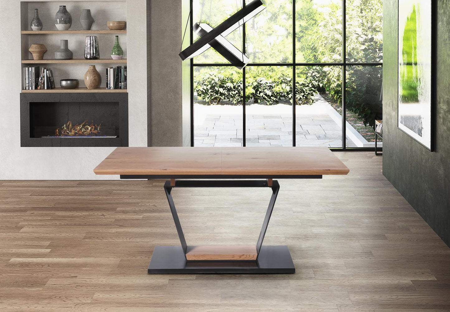 Kitchen Table West Louth | size: Length: 90cm, Width: 220cm, Height: 77cm | color: Black/Oak | image: 6 | variant: 1007123