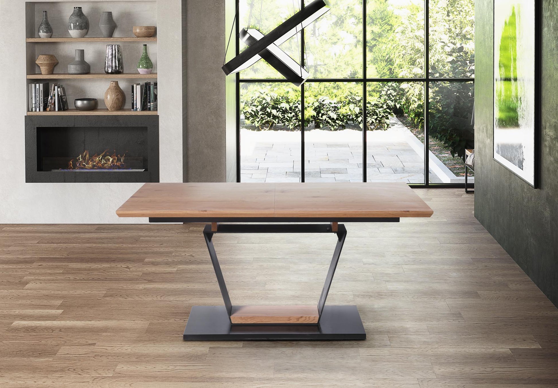 Kitchen Table West Louth | size: Length: 90cm, Width: 220cm, Height: 77cm | color: Black/Oak | image: 6 | variant: 1007123