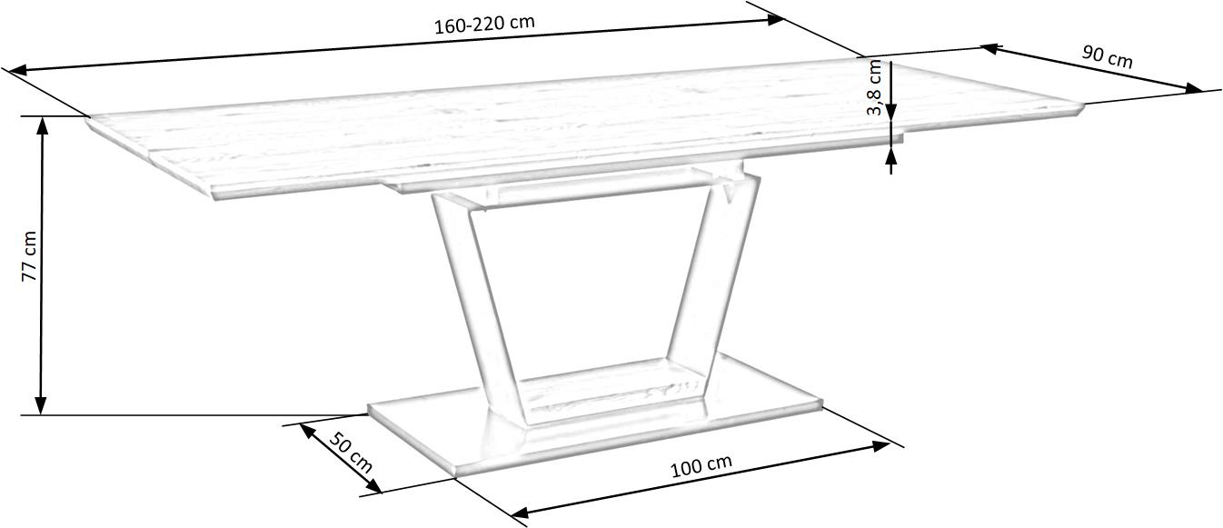 Kitchen Table West Louth | size: Length: 90cm, Width: 220cm, Height: 77cm | color: Black/Oak | image: 9 | variant: 1007123