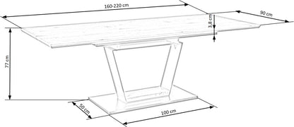 Kitchen Table West Louth | size: Length: 90cm, Width: 220cm, Height: 77cm | color: Black/Oak | image: 9 | variant: 1007123